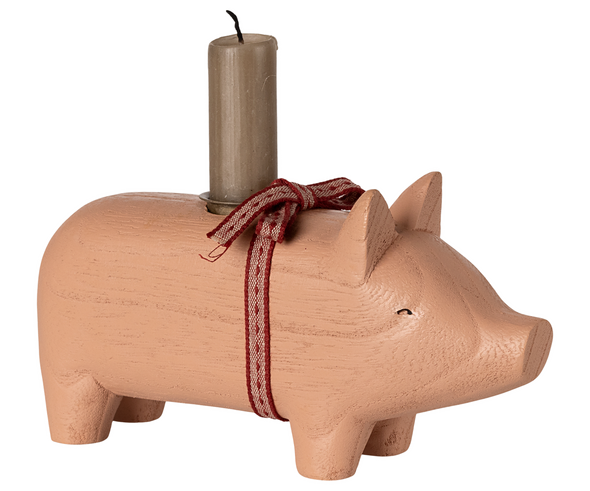 Maileg Kerzenständer SCHWEIN rosa mittel