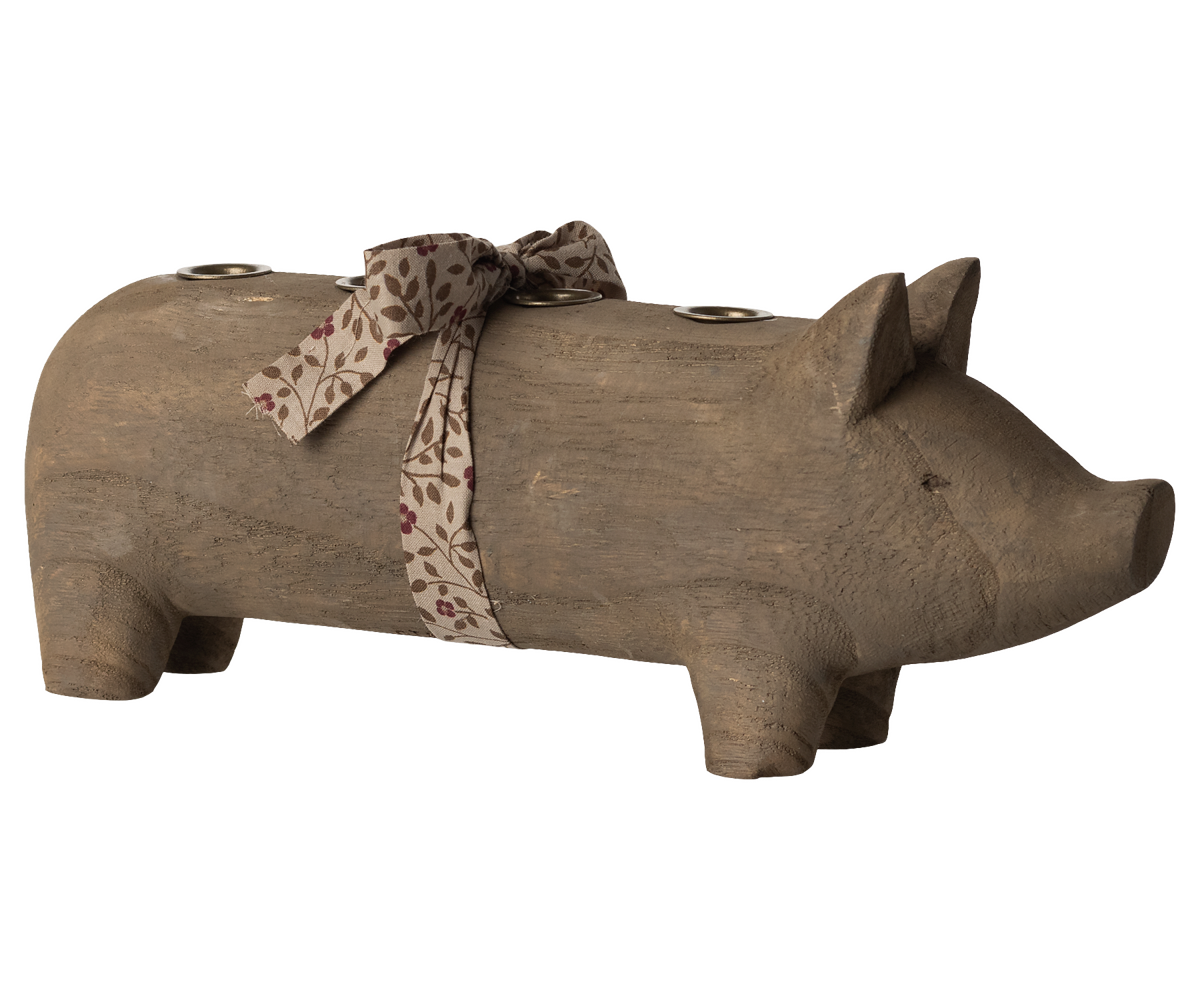 Kerzenständer SCHWEIN Advent Natur
