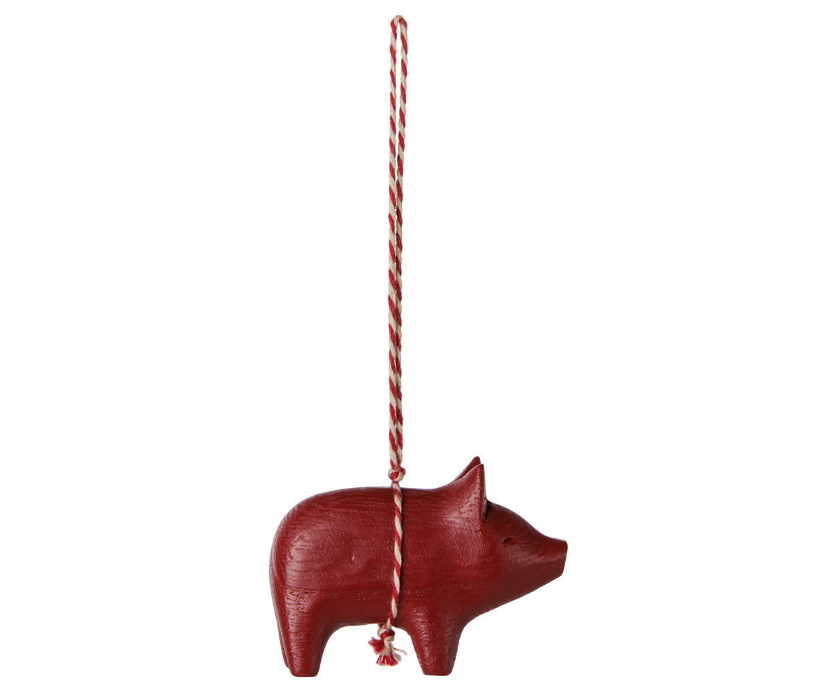 SCHWEIN  Holzornament ROT