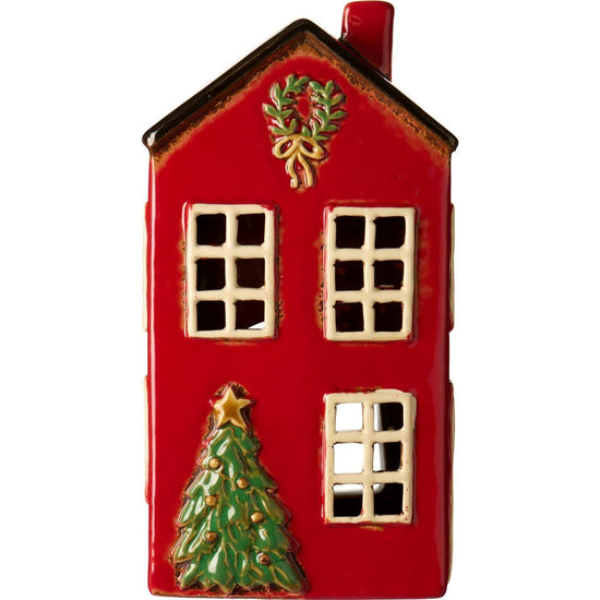 ROTES Lichthaus mit Tannenbaum