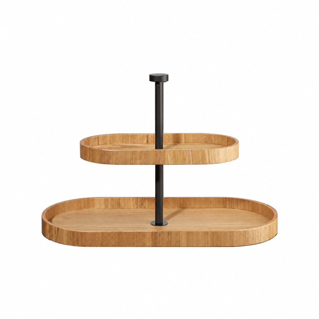 Etagere 2-stufig OVAL Weidenholz hell