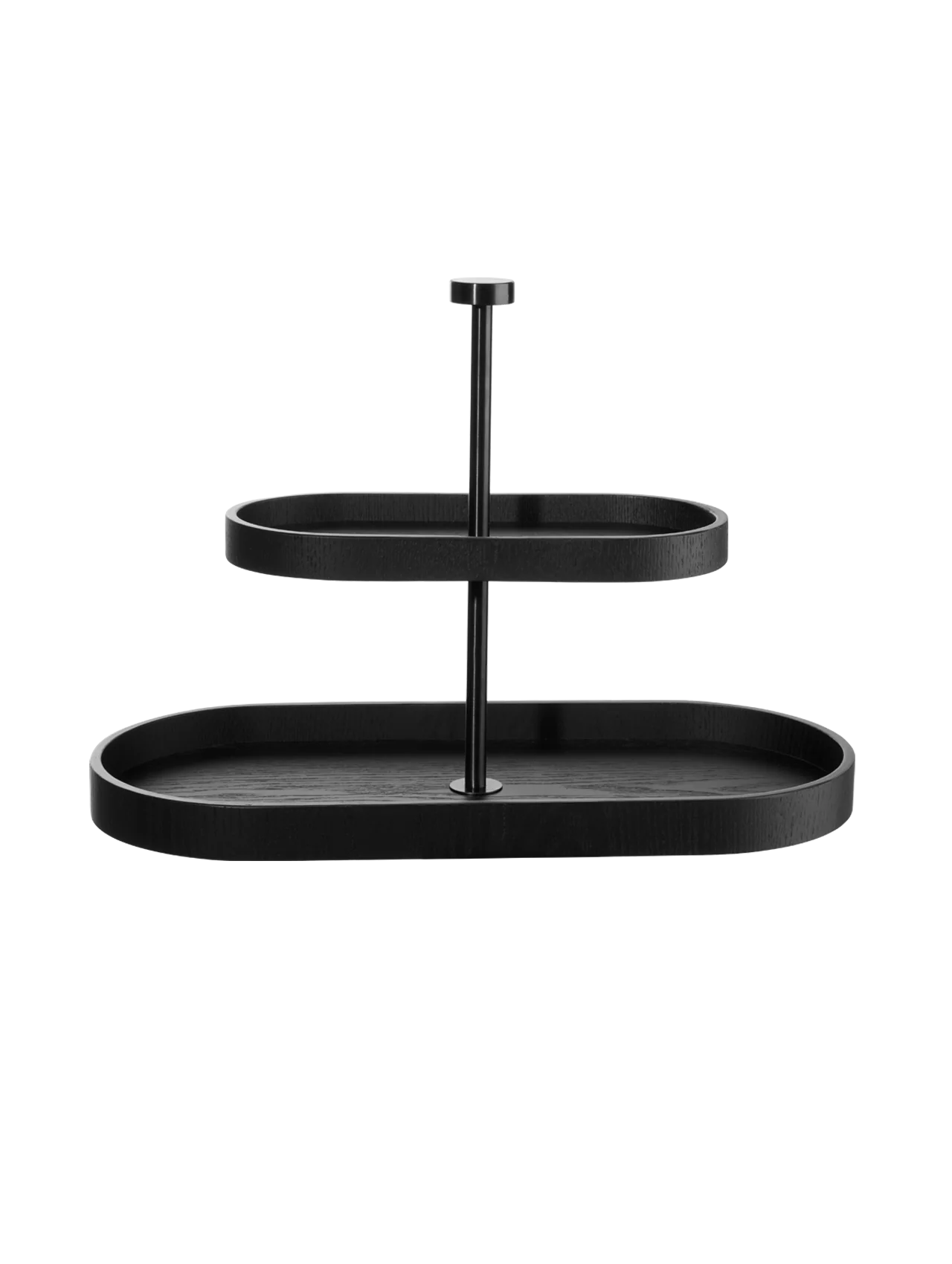 Etagere 2-stufig OVAL Weidenholz schwarz