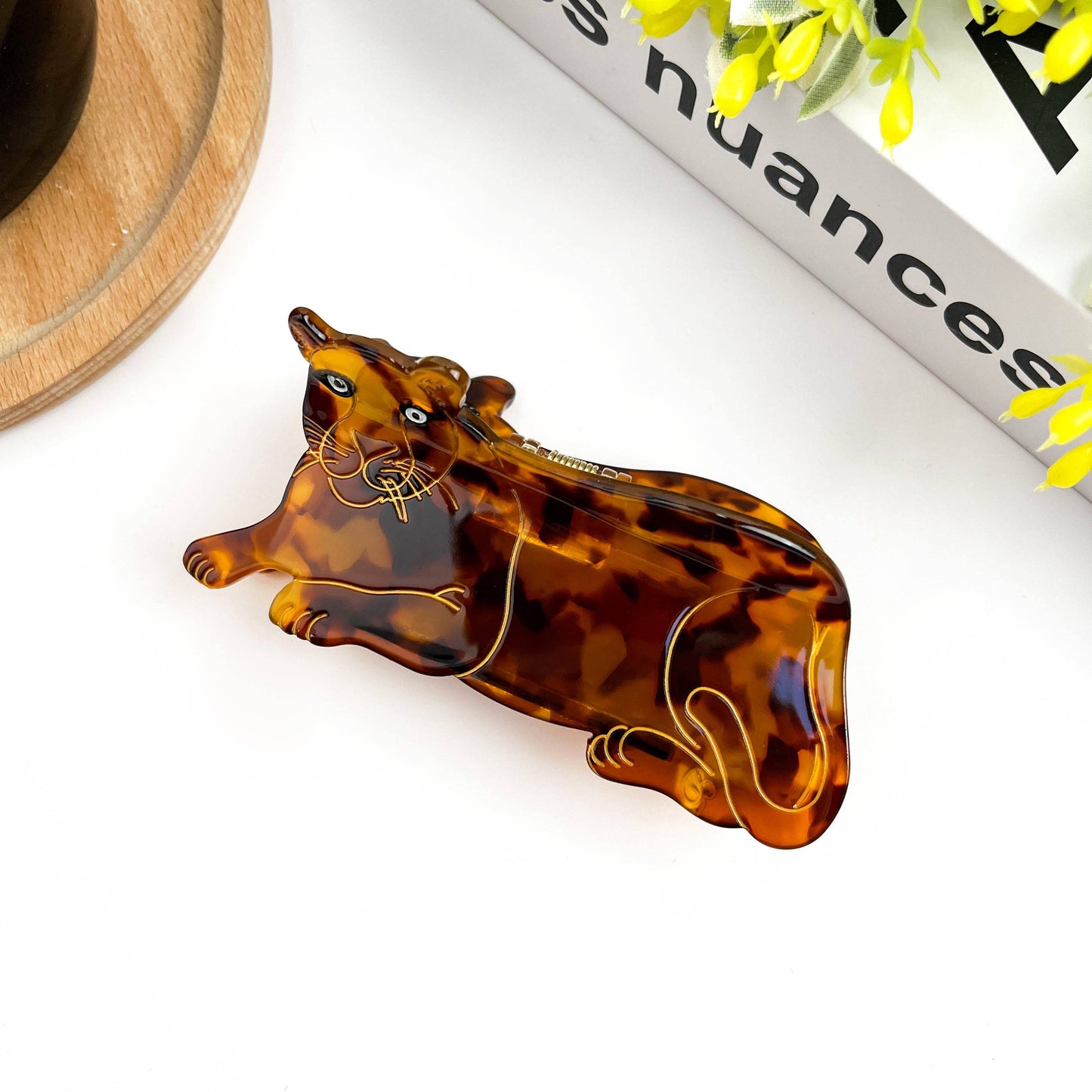 Haarklammer Leopard Coffee