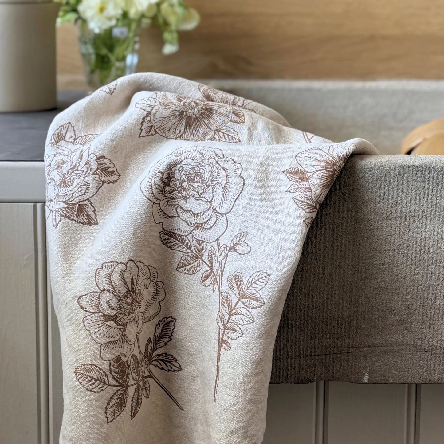 LEINEN Geschirrtuch WILD ROSE