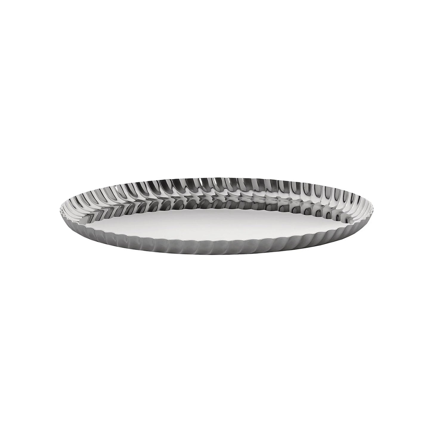 PLEATS Tablett Edelstahl rund