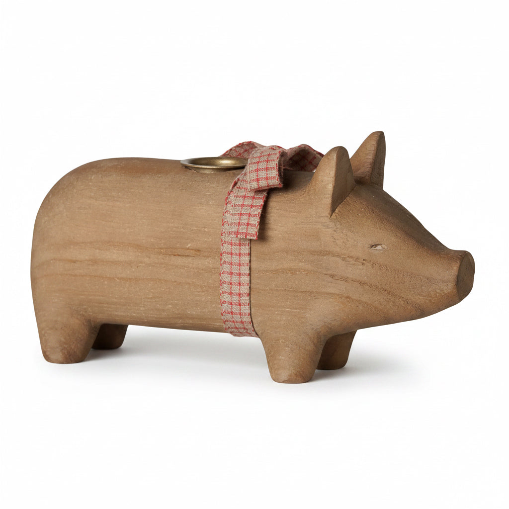 SCHWEIN  Kerzenhalter M Natur