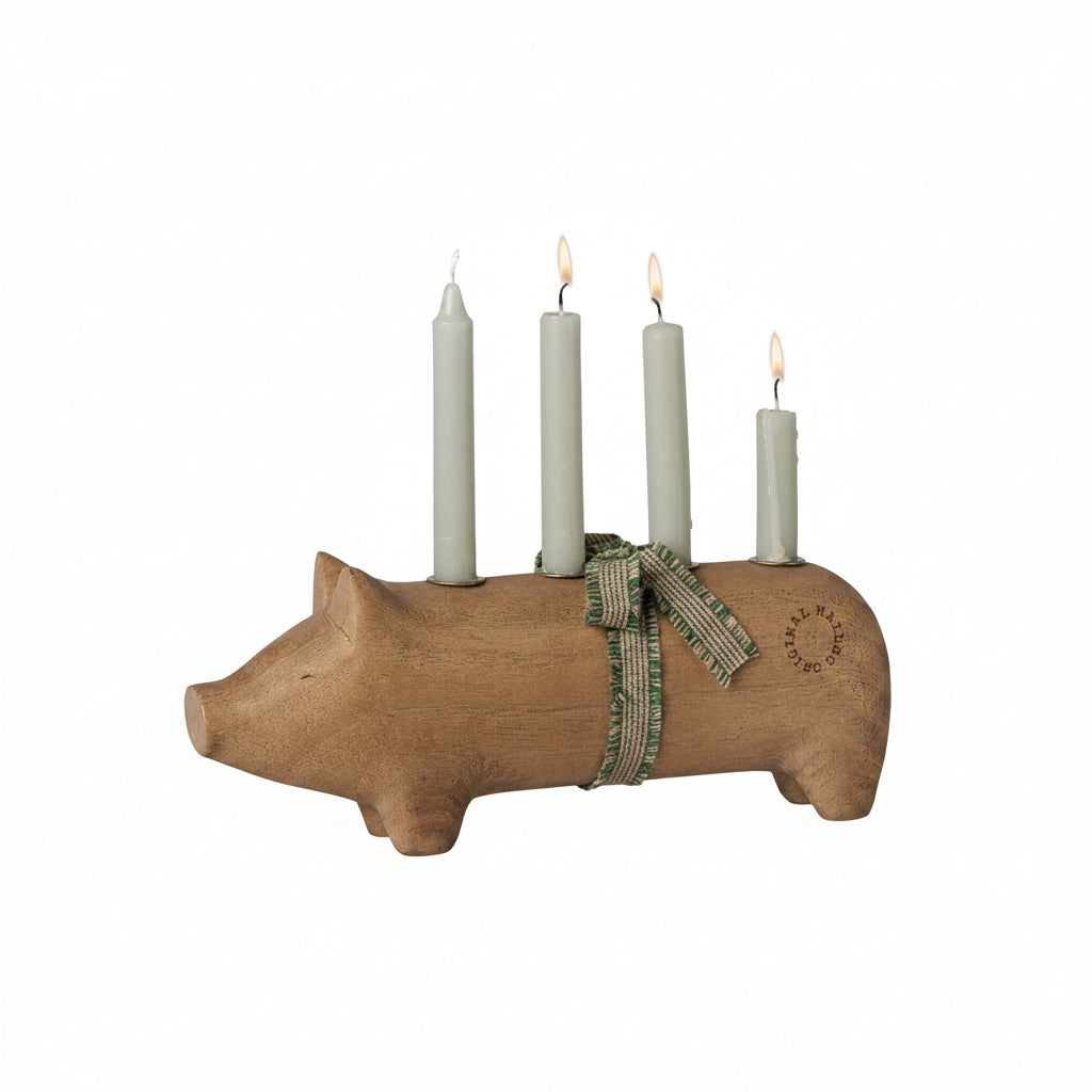 SCHWEIN Advent Kerzenhalter M Natur