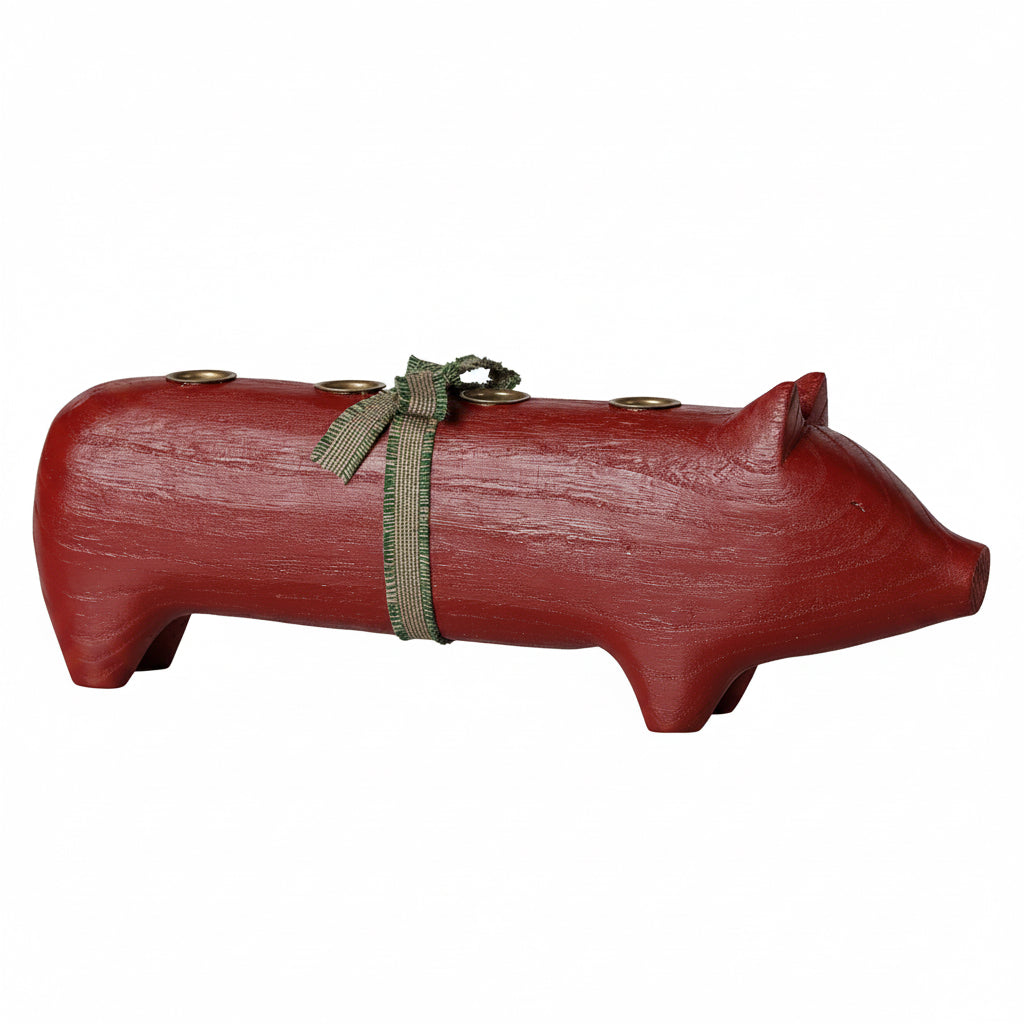 SCHWEIN Advent Kerzenhalter L Rot