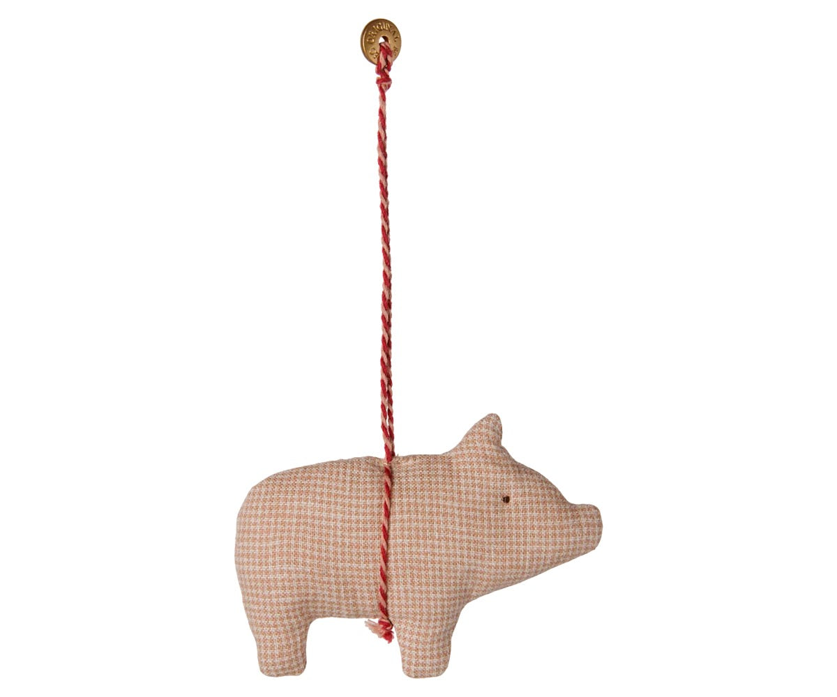 Stoff Hänger SCHWEIN /Rosa kariert