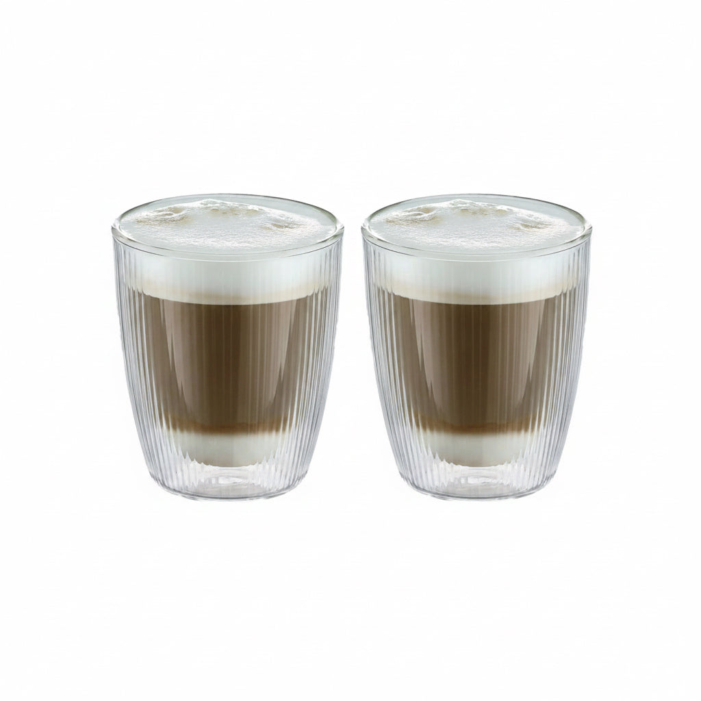 Doppelwandige Gläser Set 220 ml  Geriffelt