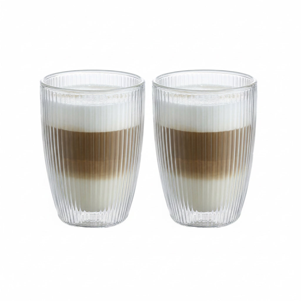 Doppelwaniges Gläser Set 330 ml Geriffelt