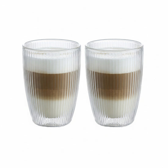 Doppelwaniges Gläser Set 330 ml Geriffelt – Cucina-Laura