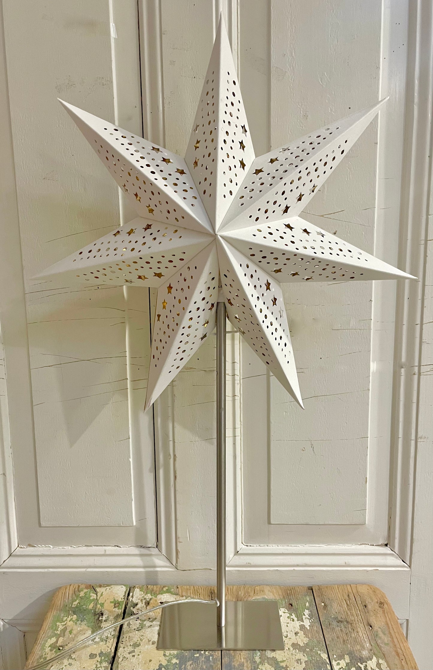 Leuchtstern SAMTPAPIER mit Ständer