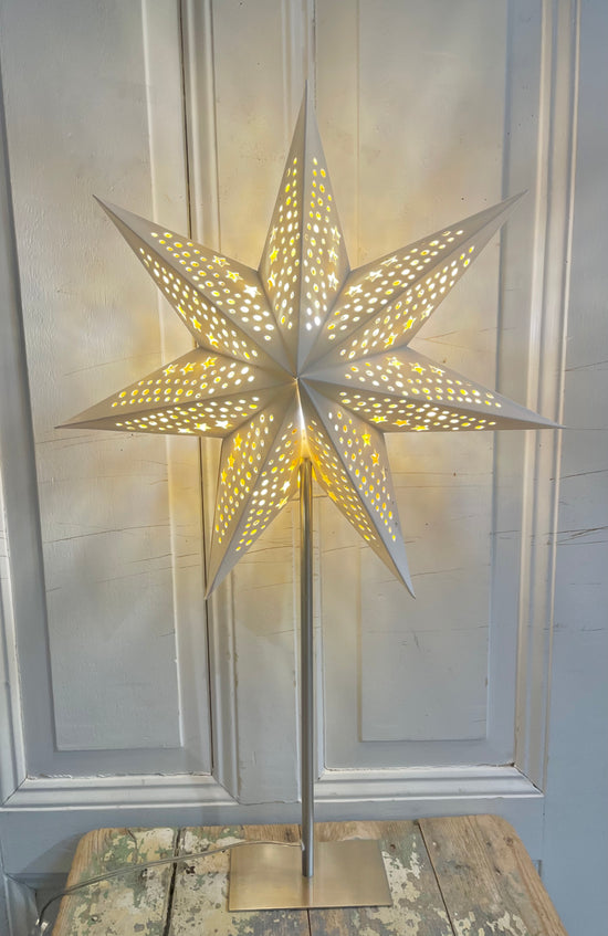 Leuchtstern SAMTPAPIER mit Ständer