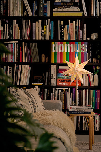 Leuchtstern SAMTPAPIER mit Ständer