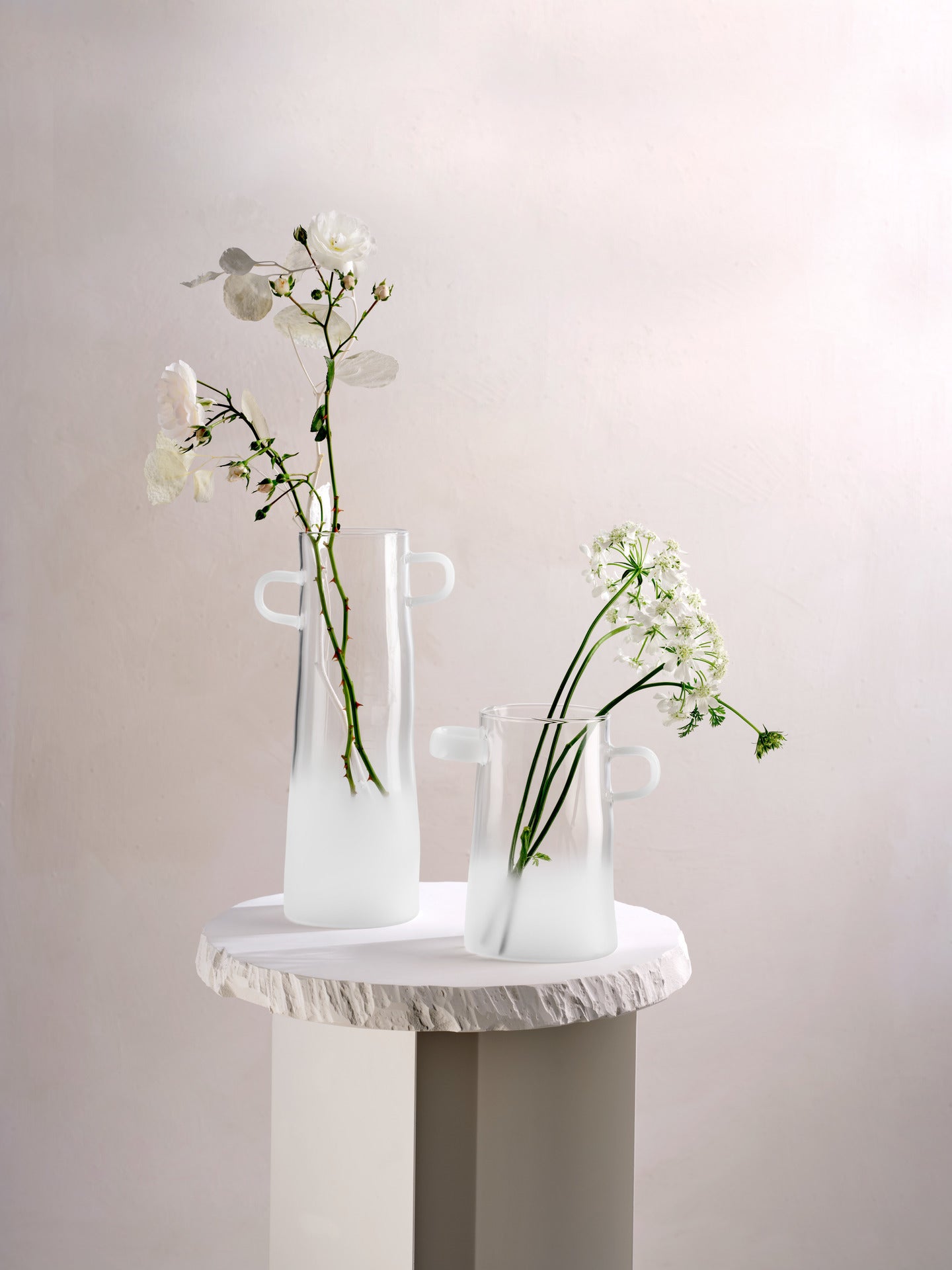 RAYU Vase Frosted niedrig