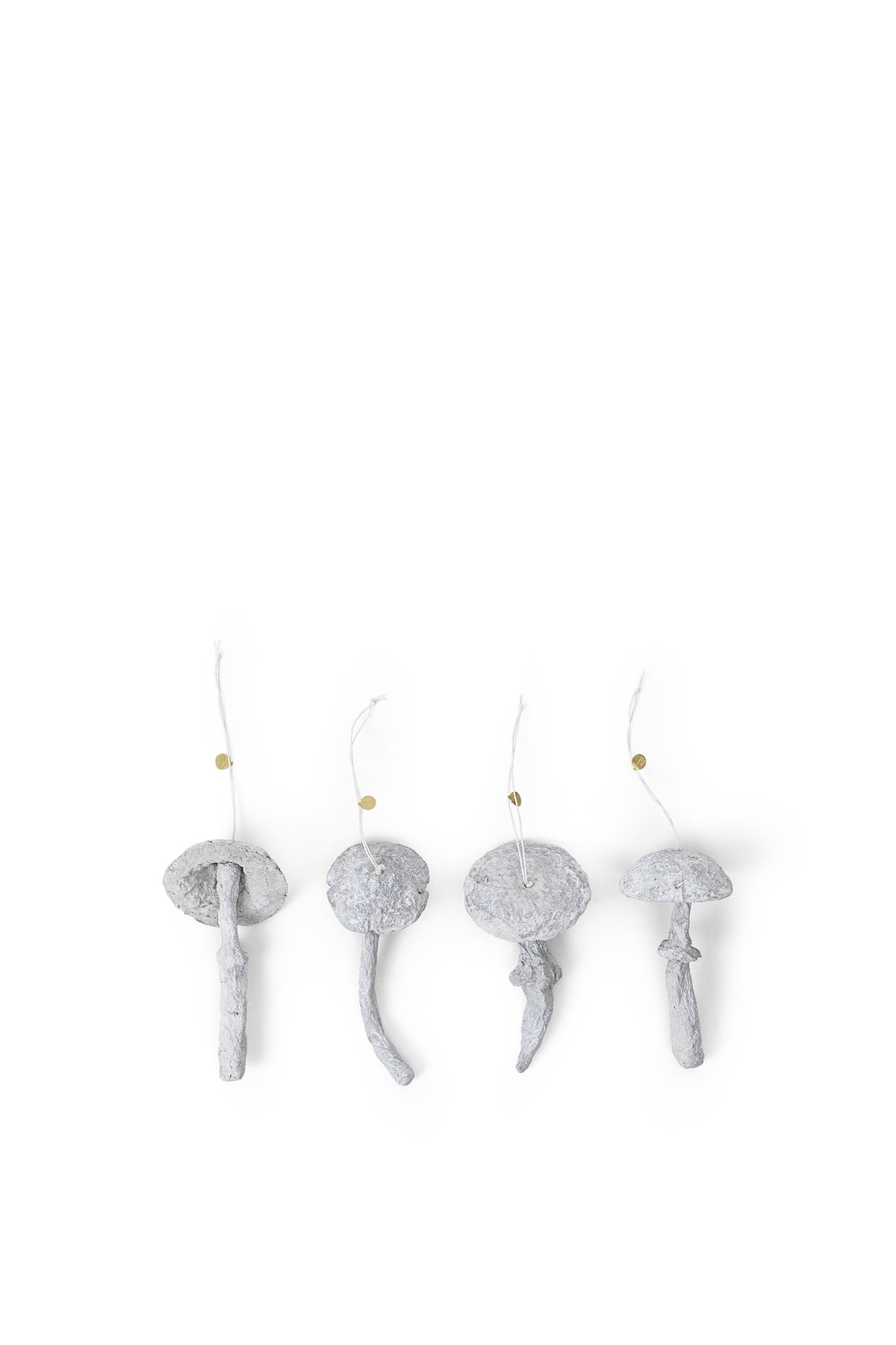 Mushroom Ornaments - Set of 4 Faded White