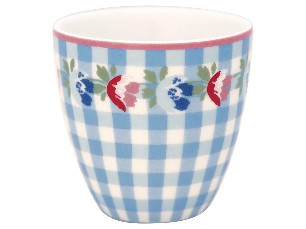 Laden Sie das Bild in den Galerie-Viewer, Stoneware Mini latte cup Viola check pale blue - Cucina-Laura
