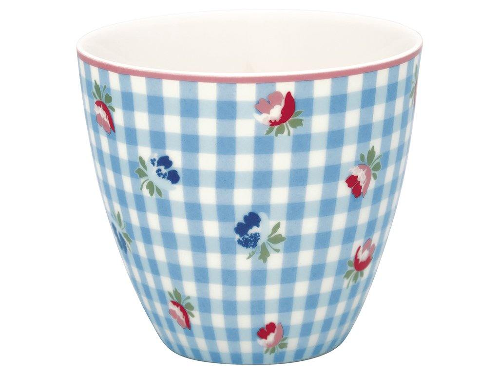 Laden Sie das Bild in den Galerie-Viewer, Stoneware Latte cup Viola check pale blue - Cucina-Laura
