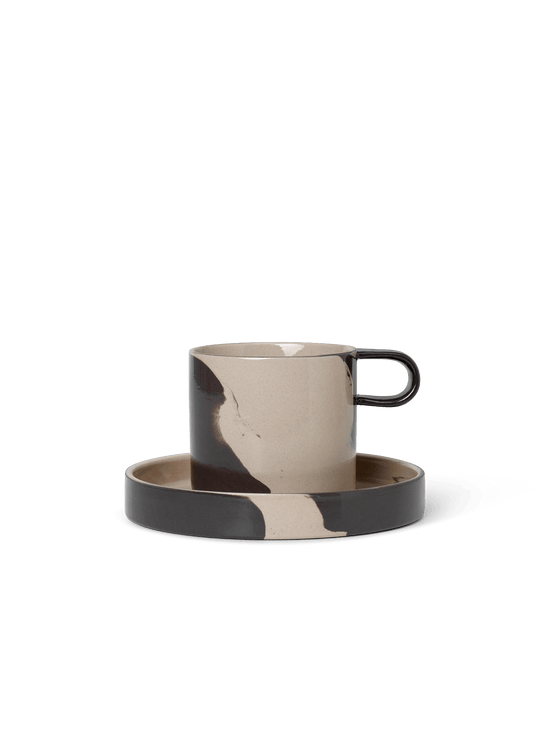 Inlay Cup with Saucer  Sand/Brown