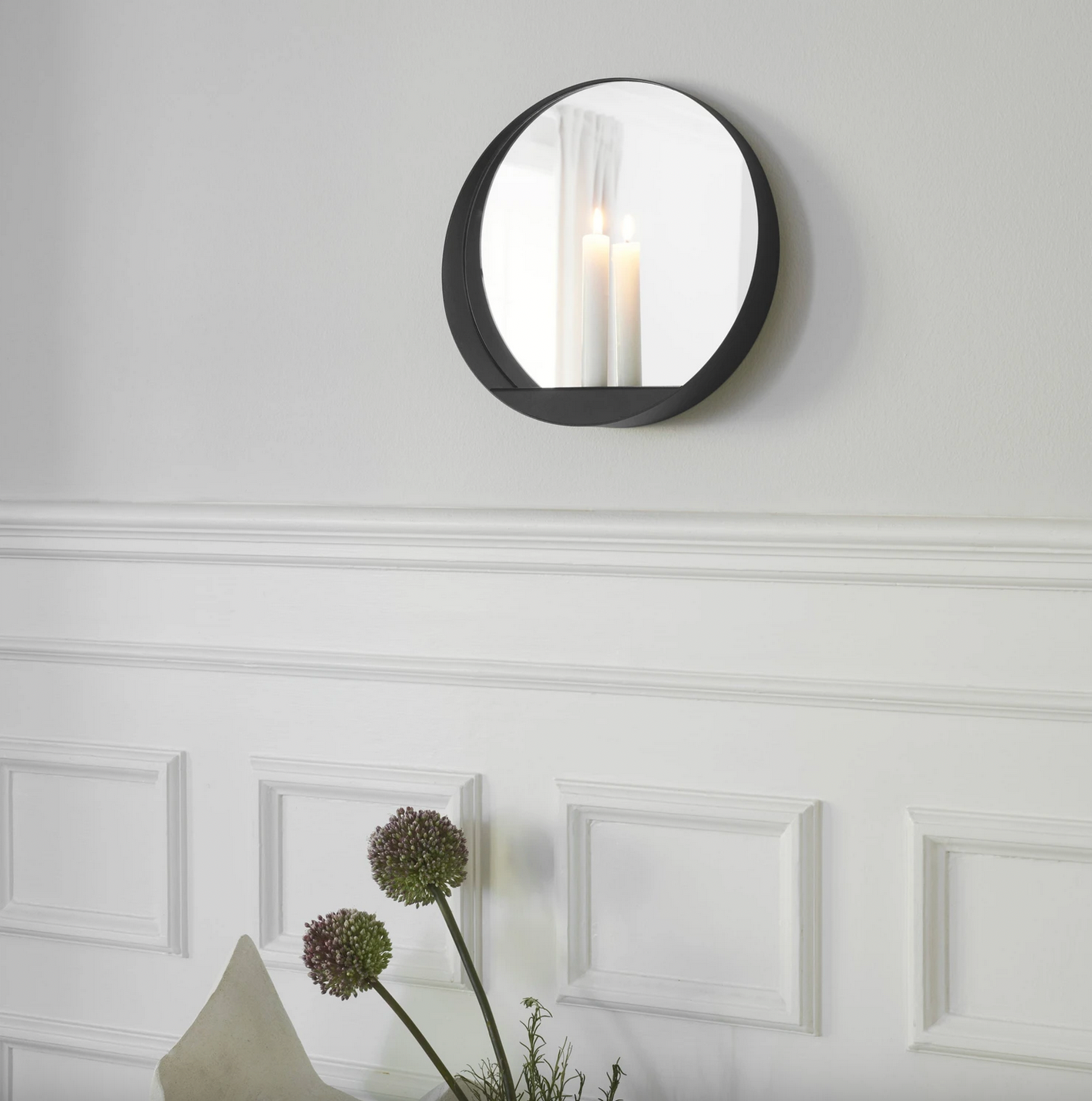 GLIM Kerzenhalter/Spiegel RUND BLACK – Cucina-Laura