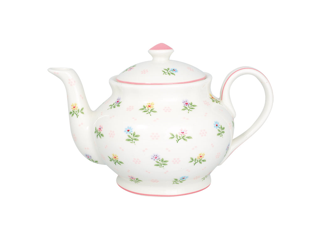 Stoneware Teapot round Cilja white