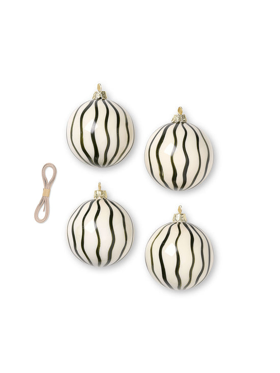 Christmas Glass Ornaments – Lines – Set of 4