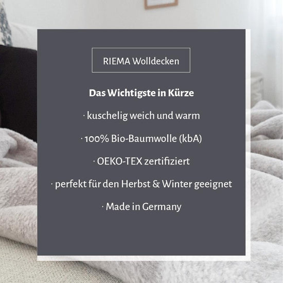 RIEMA Kuscheldecke "Emma" aus 100% Bio-Baumwolle (kbA), grau meliert